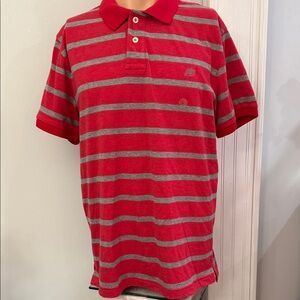 Aeropostale Red and Gray Striped Polo Shirt